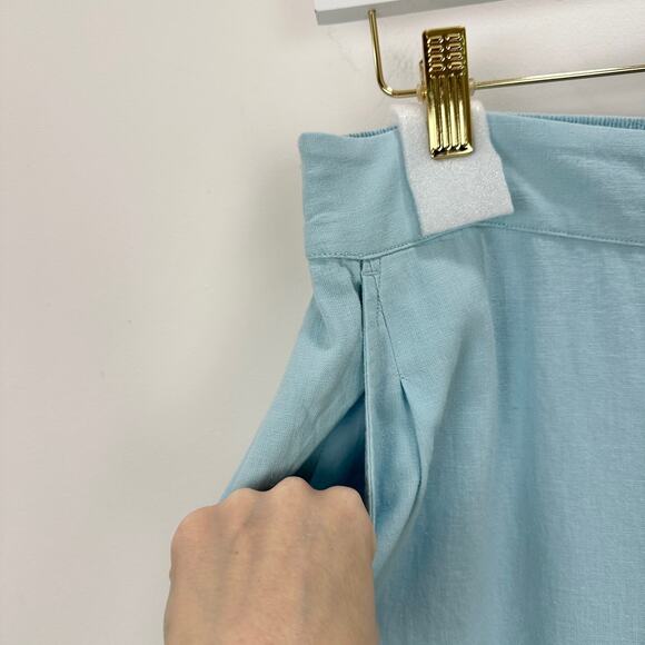 Madewell Linen Blend Pull On Straight Crop Pant Blue Heron Pockets US 8 NWT - Picture 11 of 14